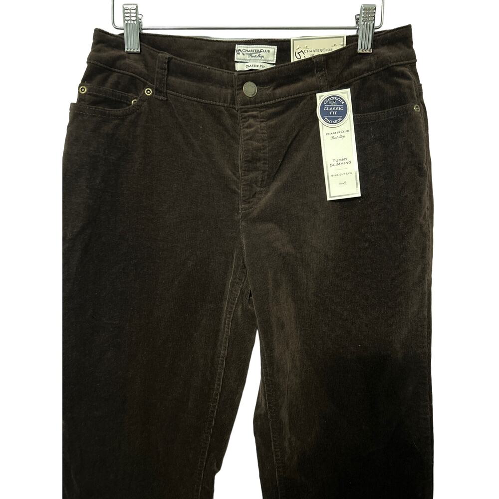 Charter Club Women’s Pants Brown Size 4 Micro Corduroy Slimming Straight Leg *‎ - Picture 2 of 7